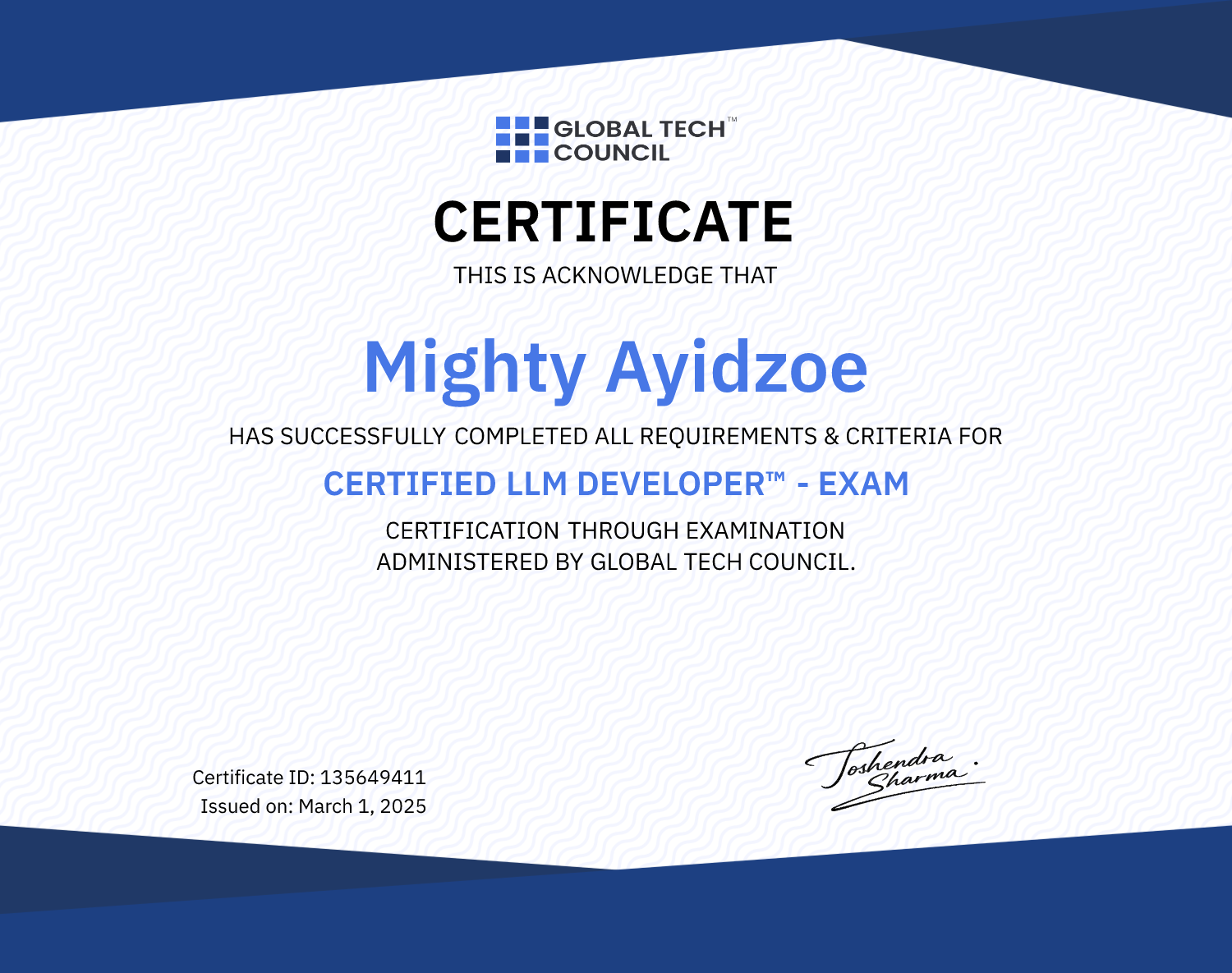 Certified LLM Developer™ - Exam