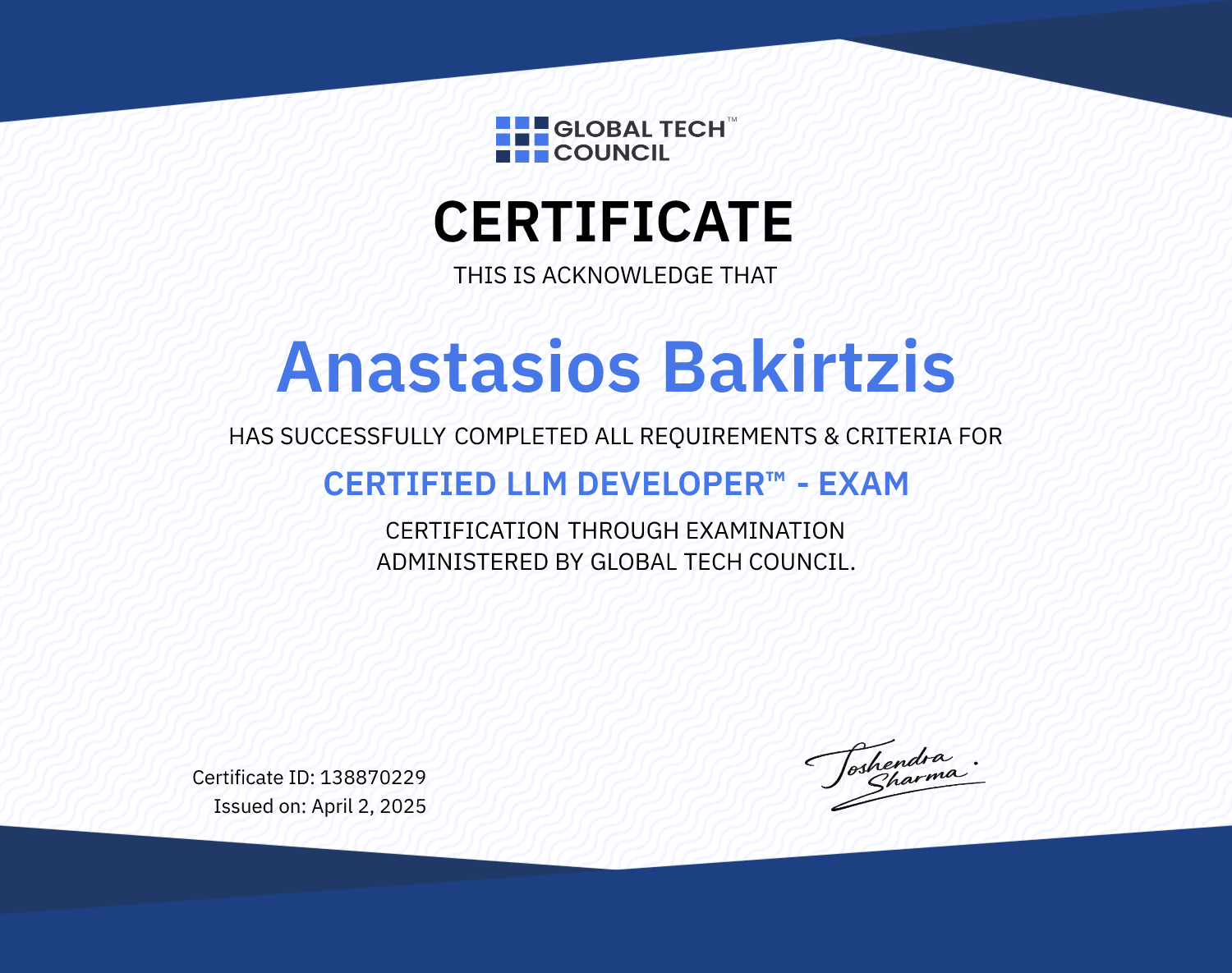 Certified LLM Developer™ - Exam